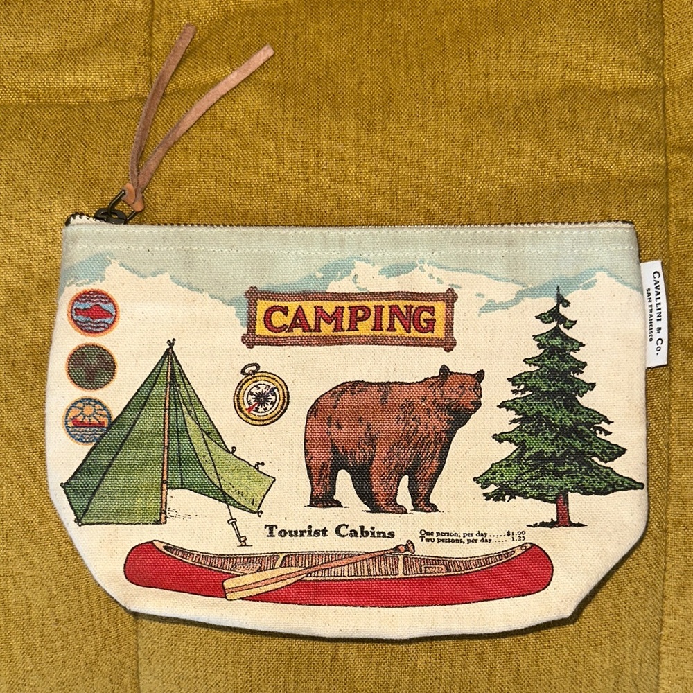 Cavallini Papers & Co. Camping Vintage Style Bear Pouch - Picture 2 of 4